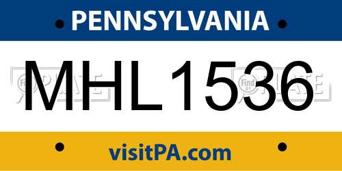 MHL1536 Pennsylvania License Plate