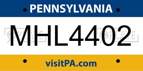 MHL4402 Pennsylvania License Plate