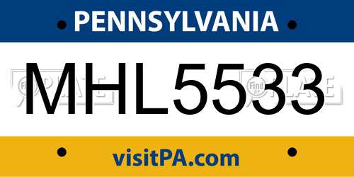 MHL5533 Pennsylvania License Plate