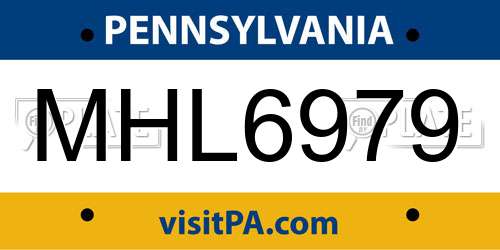 MHL6979 Pennsylvania License Plate