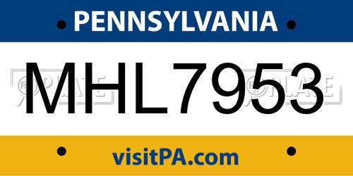 MHL7953 Pennsylvania License Plate