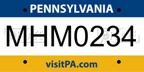 MHM0234 Pennsylvania License Plate