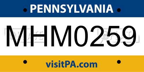 MHM0259 Pennsylvania License Plate