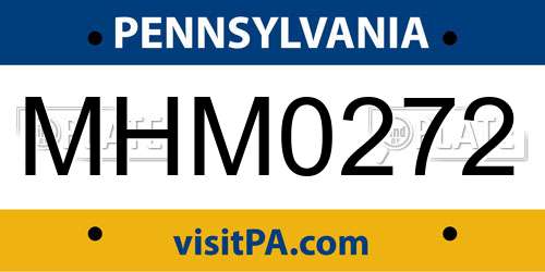 MHM0272 Pennsylvania License Plate