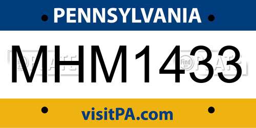 MHM1433 Pennsylvania License Plate