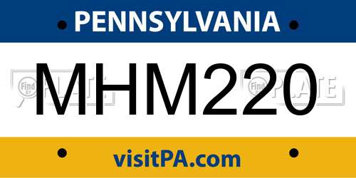 MHM220 Pennsylvania License Plate
