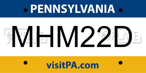 MHM22D Pennsylvania License Plate