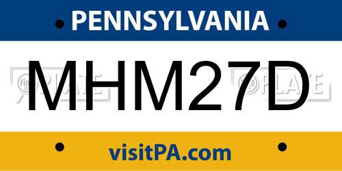 MHM27D Pennsylvania License Plate