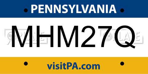 MHM27Q Pennsylvania License Plate