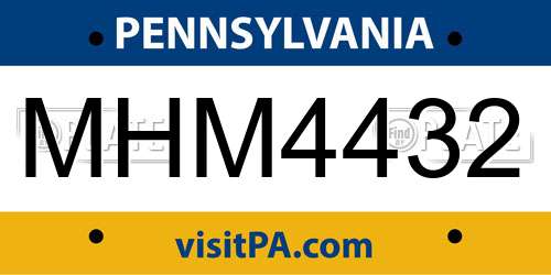 MHM4432 Pennsylvania License Plate