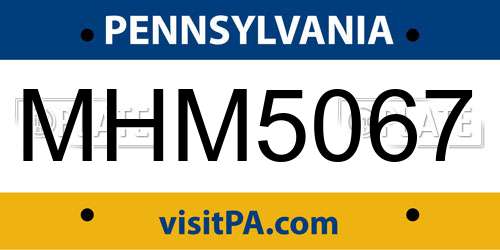 MHM5067 Pennsylvania License Plate