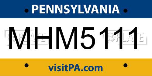 MHM5111 Pennsylvania License Plate