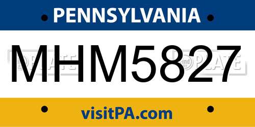 MHM5827 Pennsylvania License Plate