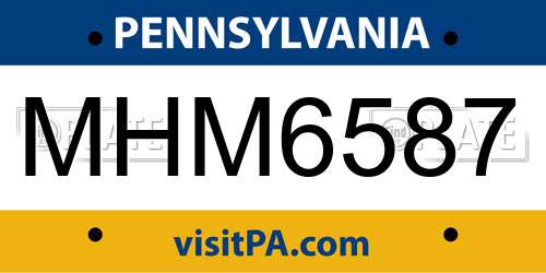 MHM6587 Pennsylvania License Plate