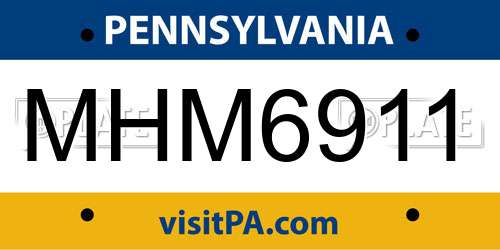 MHM6911 Pennsylvania License Plate