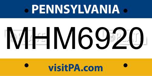 MHM6920 Pennsylvania License Plate