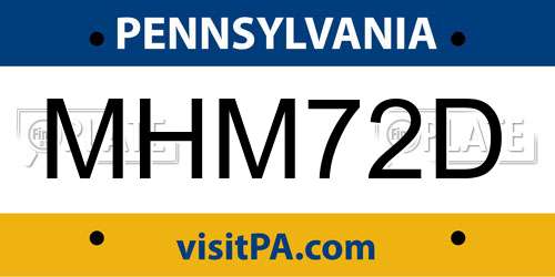 MHM72D Pennsylvania License Plate