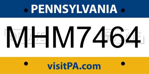 MHM7464 Pennsylvania License Plate