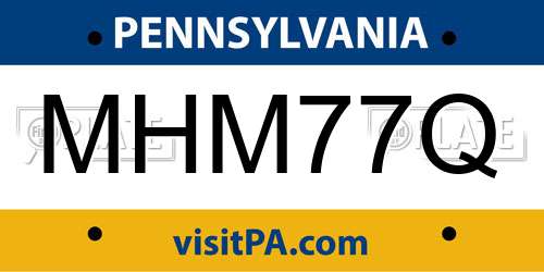 MHM77Q Pennsylvania License Plate