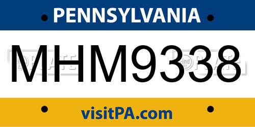 MHM9338 Pennsylvania License Plate