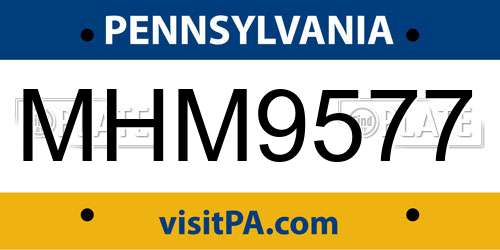 MHM9577 Pennsylvania License Plate
