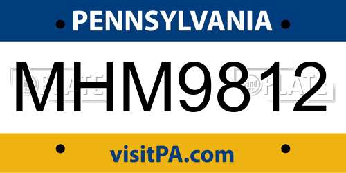 MHM9812 Pennsylvania License Plate