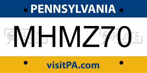MHMZ70 Pennsylvania License Plate