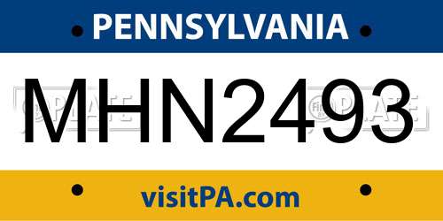 MHN2493 Pennsylvania License Plate
