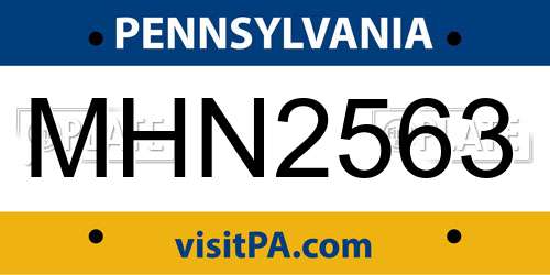 MHN2563 Pennsylvania License Plate