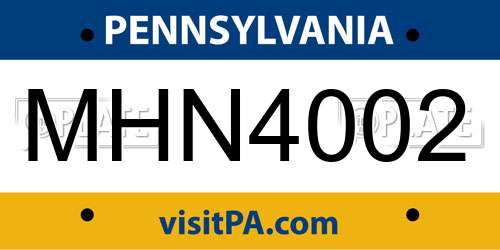 MHN4002 Pennsylvania License Plate