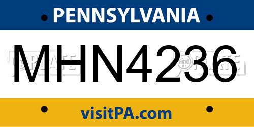 MHN4236 Pennsylvania License Plate