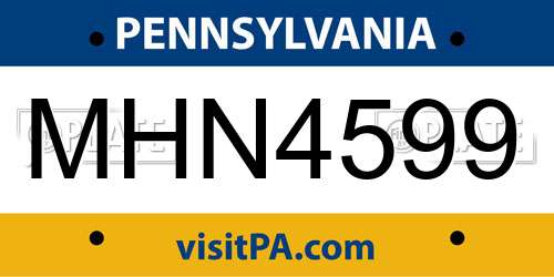 MHN4599 Pennsylvania License Plate