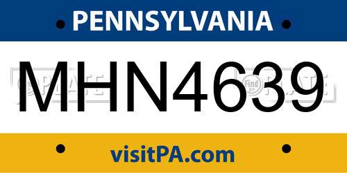 MHN4639 Pennsylvania License Plate