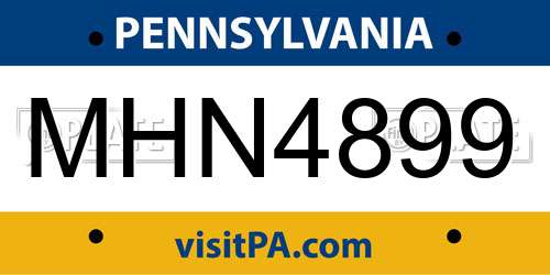 MHN4899 Pennsylvania License Plate