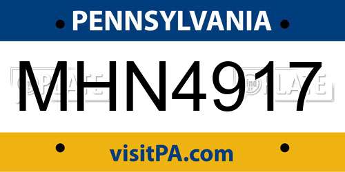 MHN4917 Pennsylvania License Plate