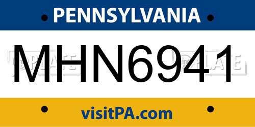 MHN6941 Pennsylvania License Plate
