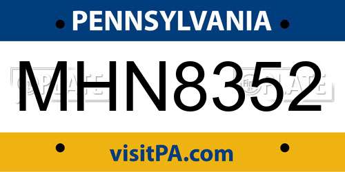 MHN8352 Pennsylvania License Plate