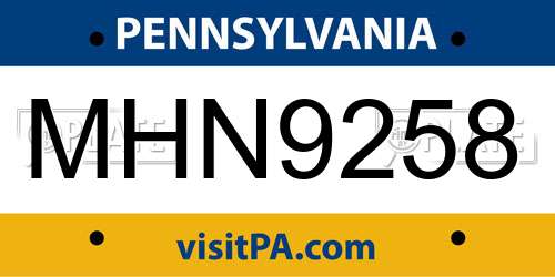 MHN9258 Pennsylvania License Plate