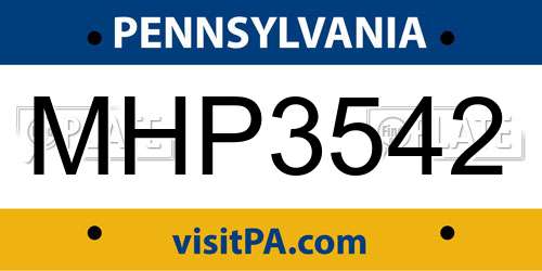 MHP3542 Pennsylvania License Plate