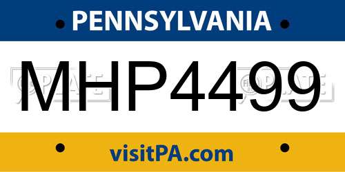 MHP4499 Pennsylvania License Plate