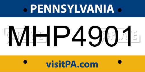 MHP4901 Pennsylvania License Plate