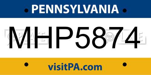 MHP5874 Pennsylvania License Plate