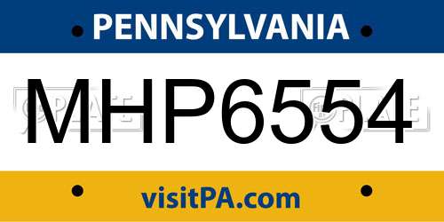 MHP6554 Pennsylvania License Plate