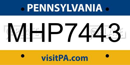 MHP7443 Pennsylvania License Plate