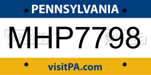 MHP7798 Pennsylvania License Plate