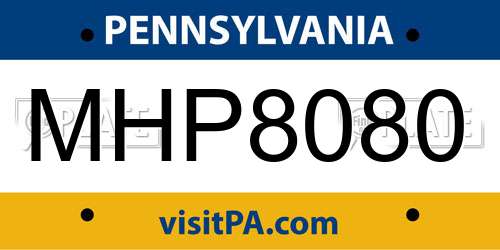 MHP8080 Pennsylvania License Plate