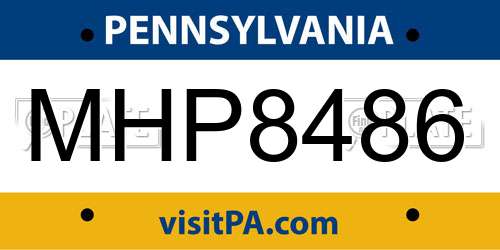MHP8486 Pennsylvania License Plate