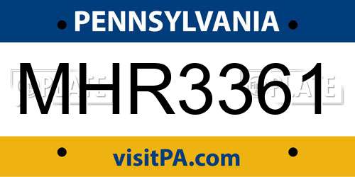 MHR3361 Pennsylvania License Plate
