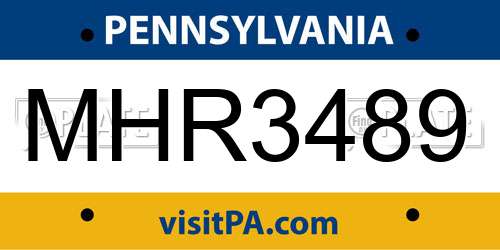MHR3489 Pennsylvania License Plate