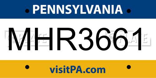 MHR3661 Pennsylvania License Plate